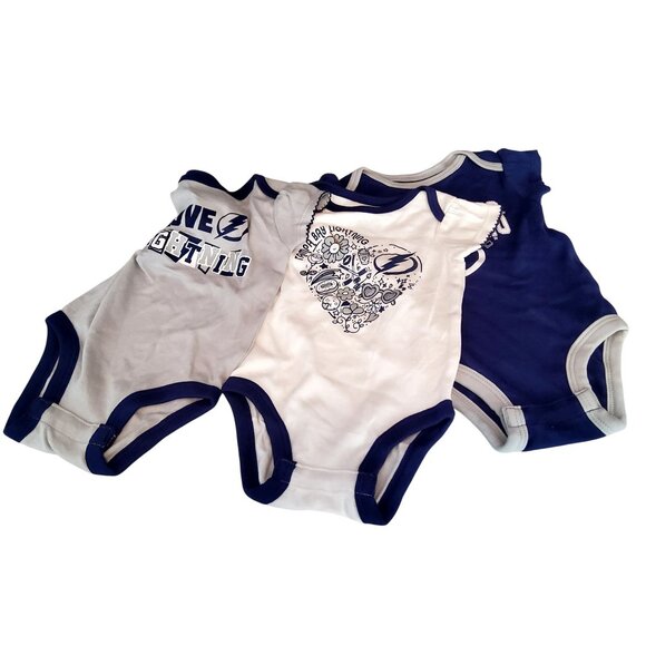 Tampa Bay Lightning Baby Onesie 3-Piece Set 3/6M Cotton• Team logo design - Picture 6 of 12